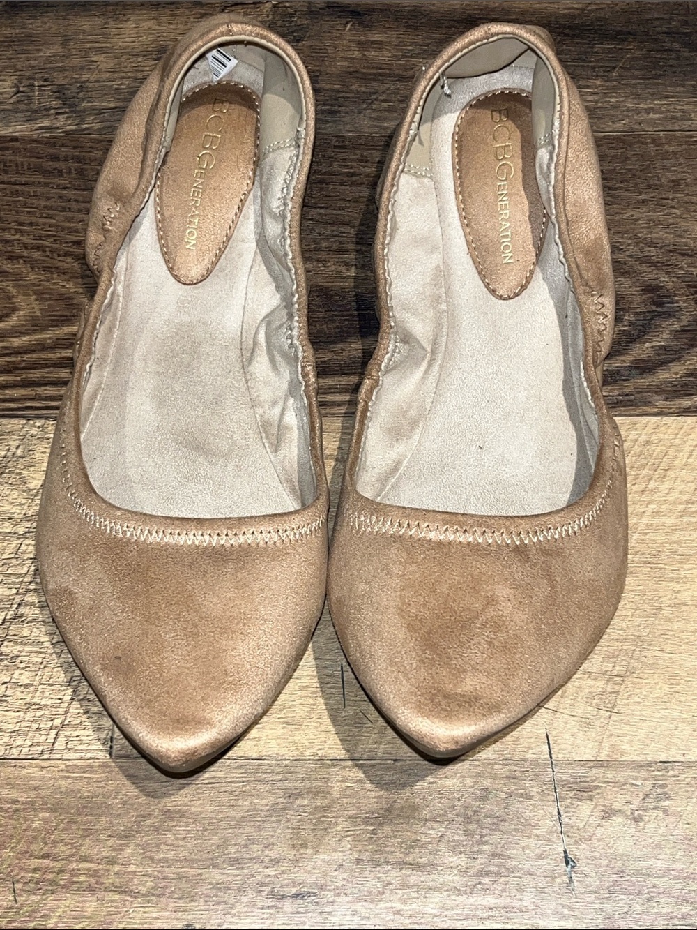 BCBGeneration Women's Tan Suede Pointed Ballet Flats